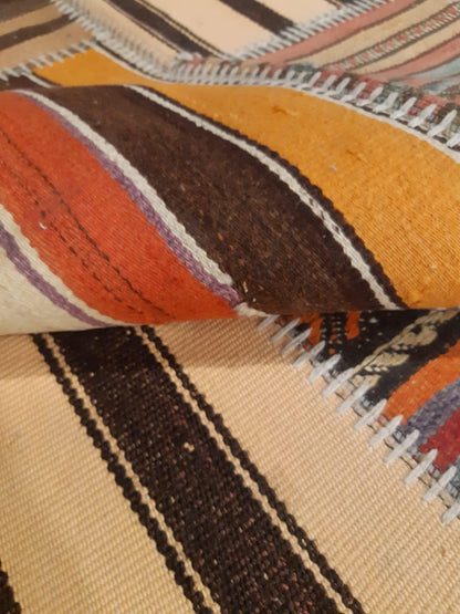 4x6, Handmade Wool Turkish Patchwork Rug – Vintage, Bohemian, One-of-a-Kind Area Rug