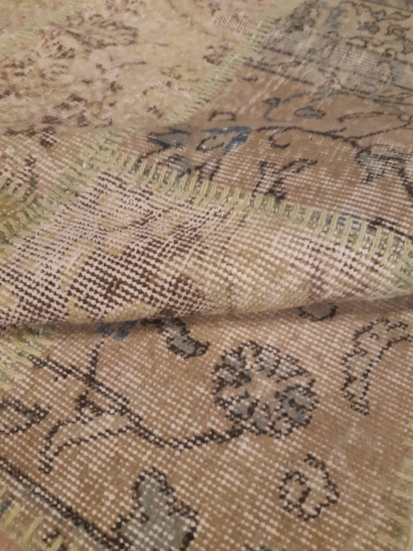 3.3x4.9, Handmade Wool Turkish Patchwork Rug – Vintage, Bohemian, One-of-a-Kind Area Rug