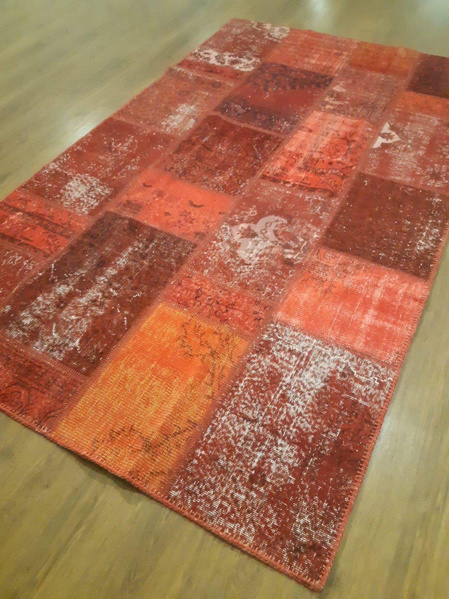 5.4x9.2, Handmade Wool Turkish Patchwork Rug – Vintage, Bohemian, One-of-a-Kind Area Rug