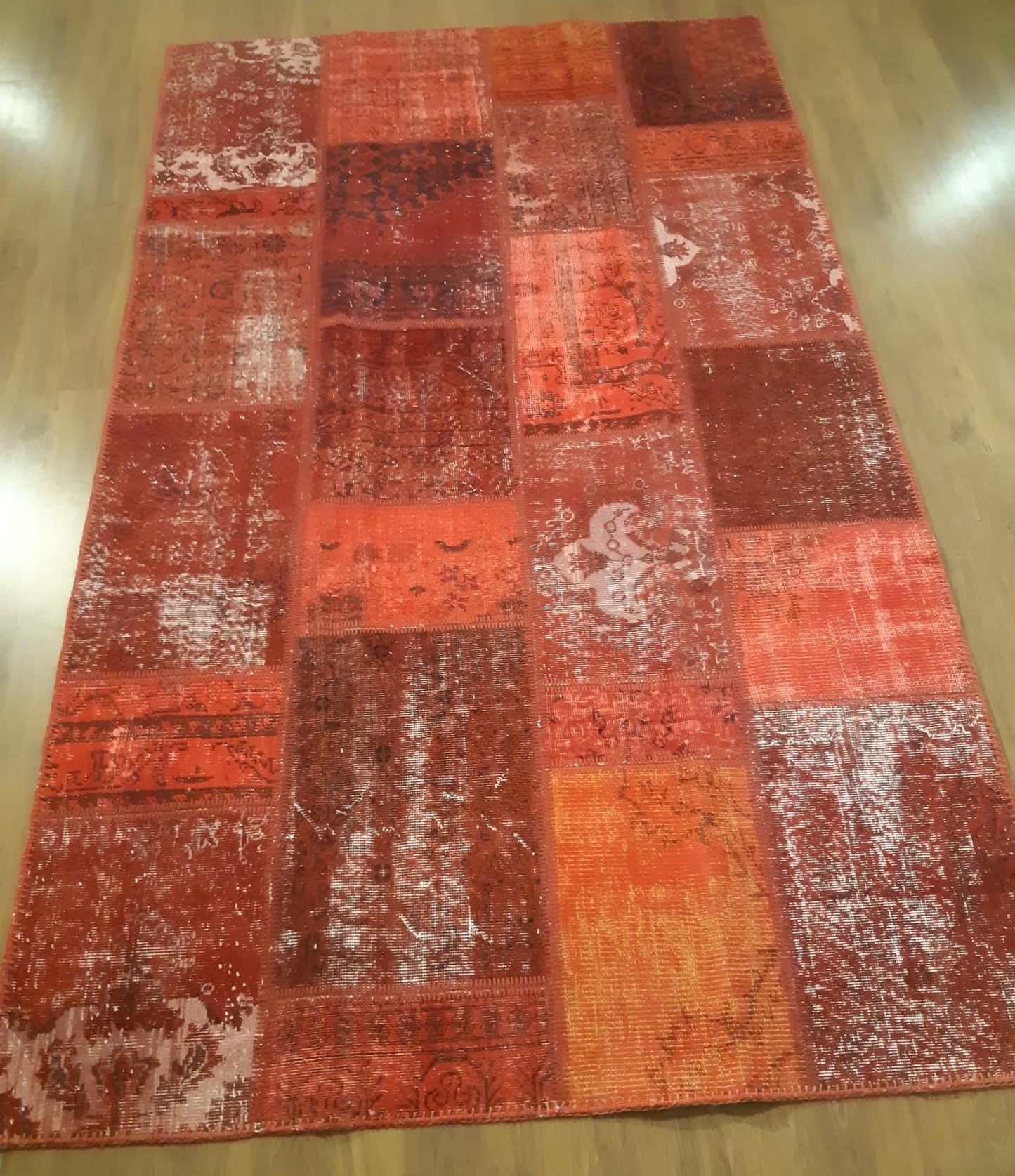 5.4x9.2, Handmade Wool Turkish Patchwork Rug – Vintage, Bohemian, One-of-a-Kind Area Rug