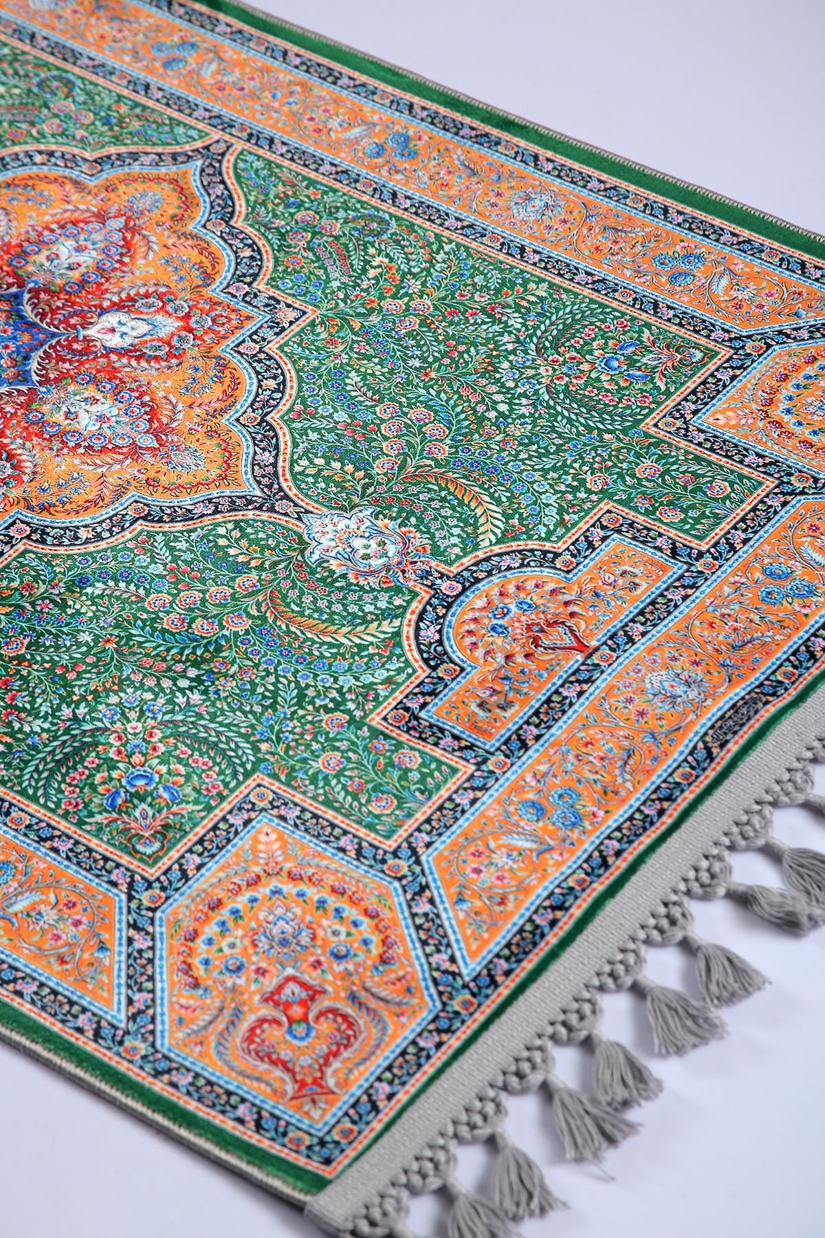 Turkish Prayer Rug, Traditional Ottoman Design, Soft Muslim Prayer Mat
