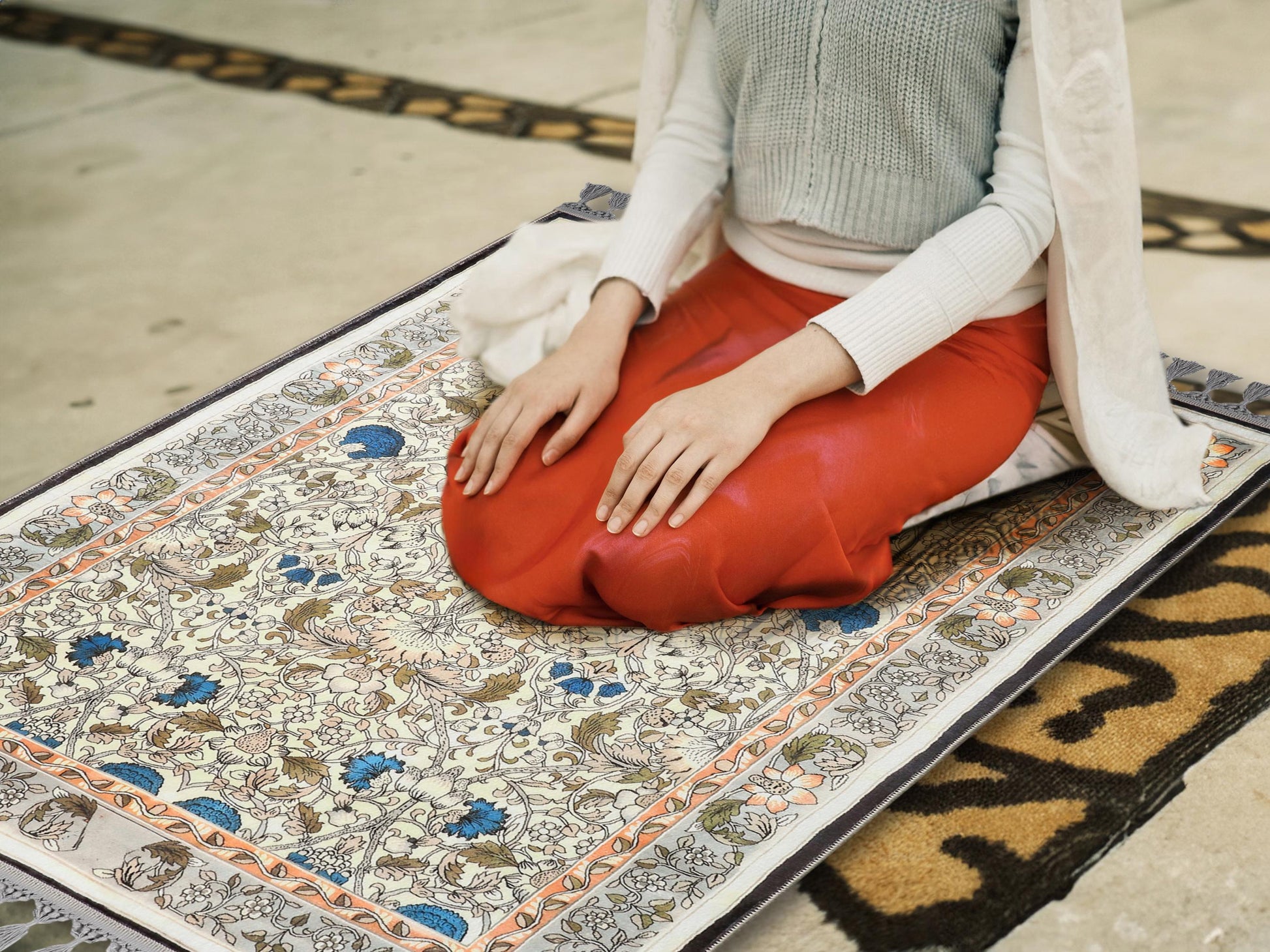 Turkish Prayer Rug, Ottoman Design, Soft Muslim Prayer Mat