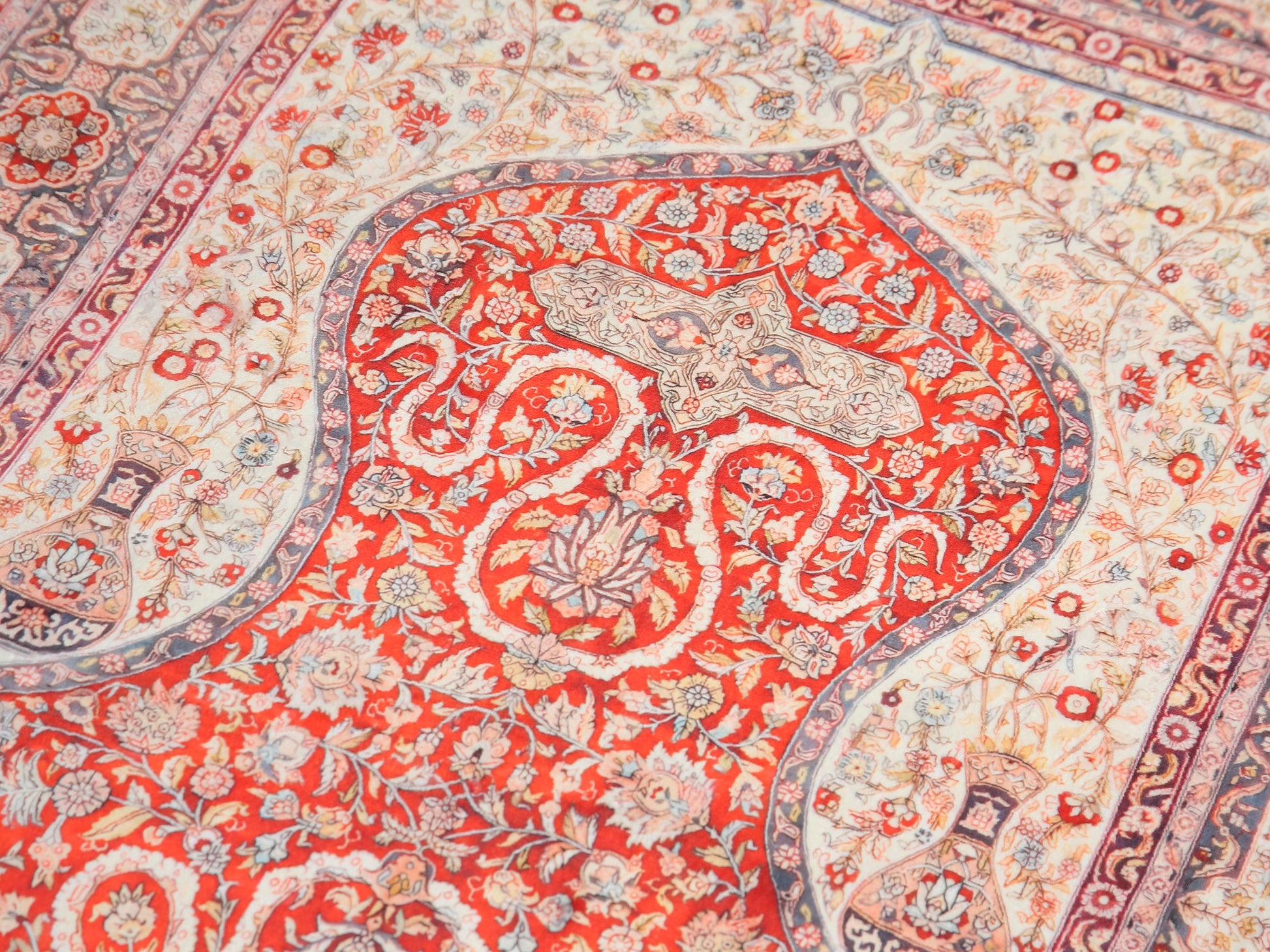 Turkish Prayer Rug, Soft Muslim Prayer Mat, Ottoman Design