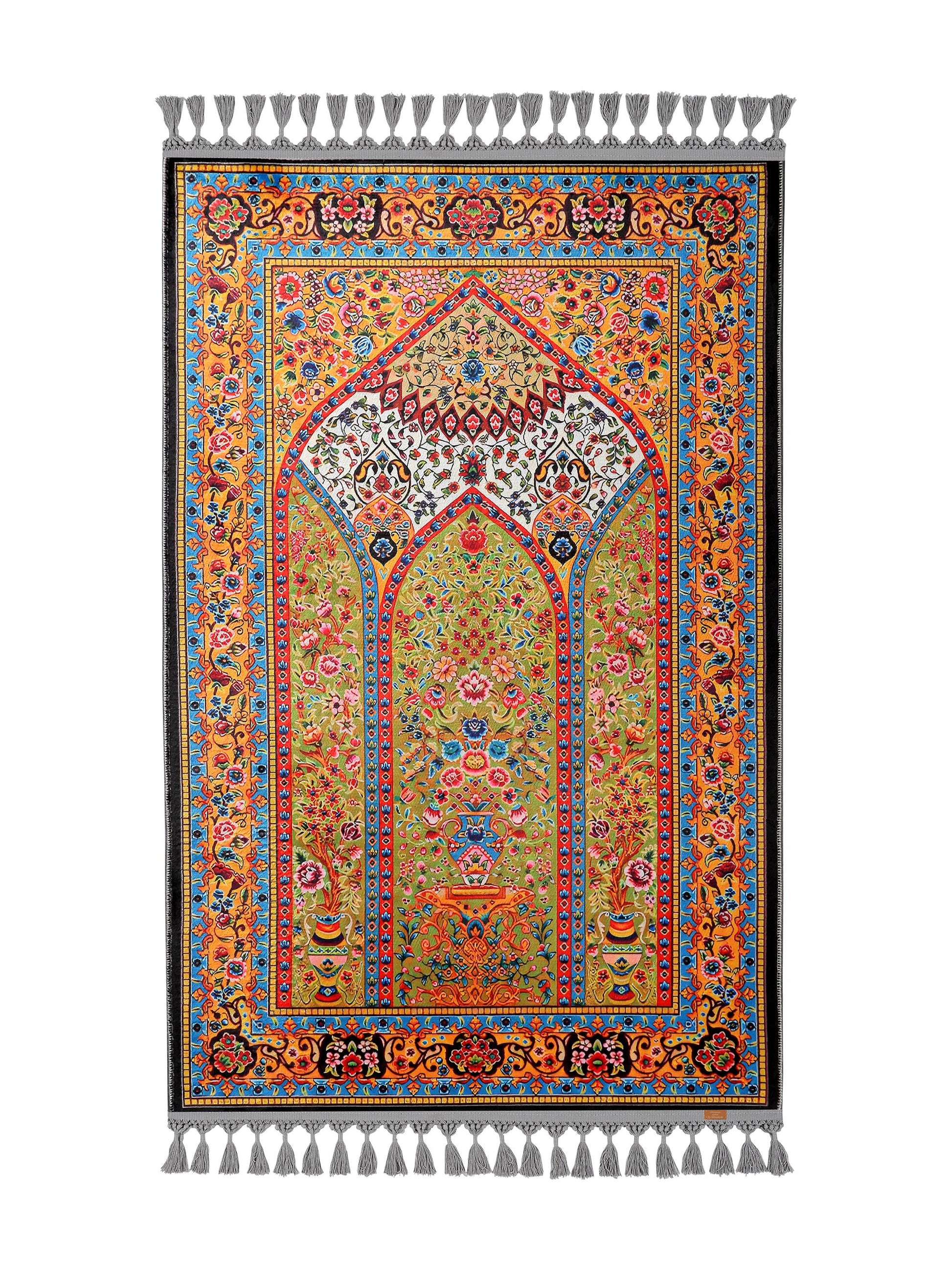 Turkish Prayer Rug, Traditional Ottoman Design, Muslim Prayer Mat