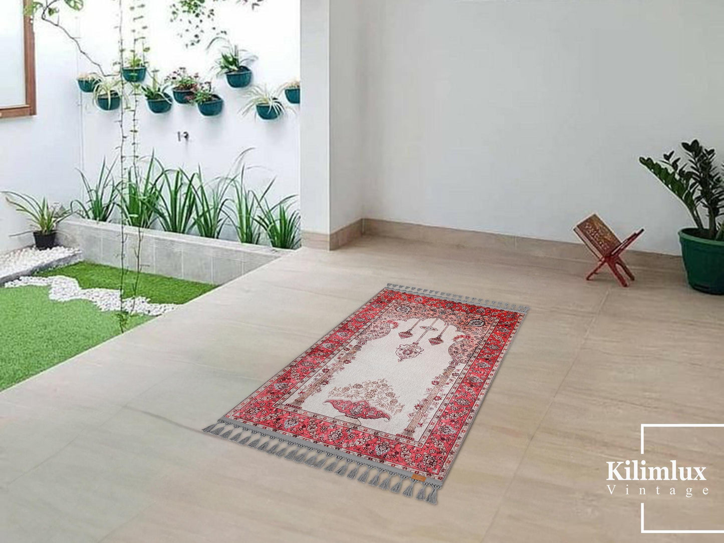 Turkish Prayer Rug, Soft Muslim Prayer Mat, Ottoman Design