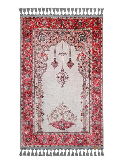 Turkish Prayer Rug, Soft Muslim Prayer Mat, Ottoman Design