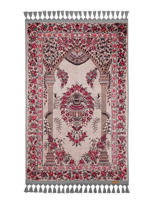 Turkish Prayer Rug, Ottoman Floral Design, Soft Muslim Prayer Mat