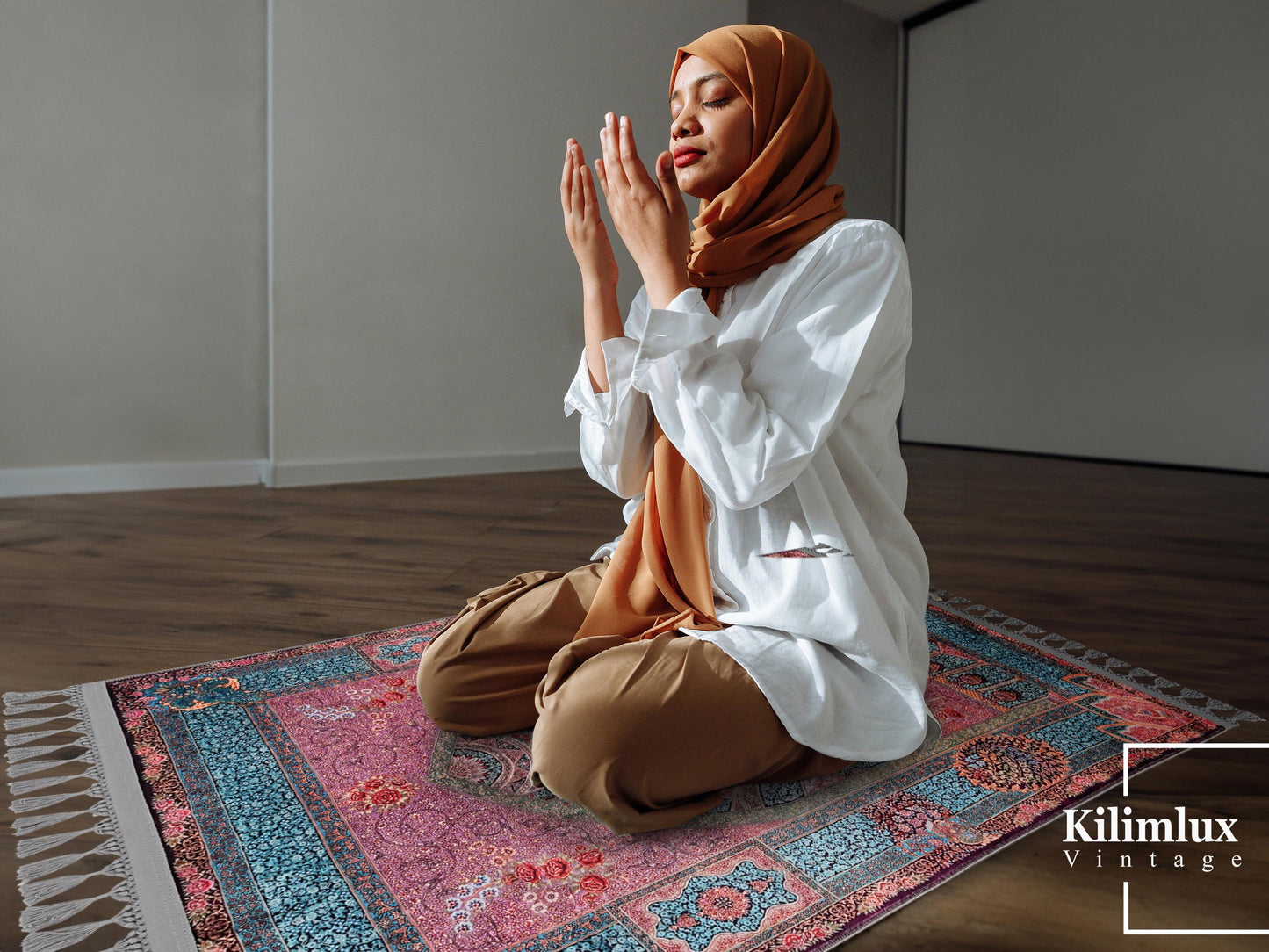 Turkish Prayer Rug, Ottoman Design, Soft Muslim Prayer Mat