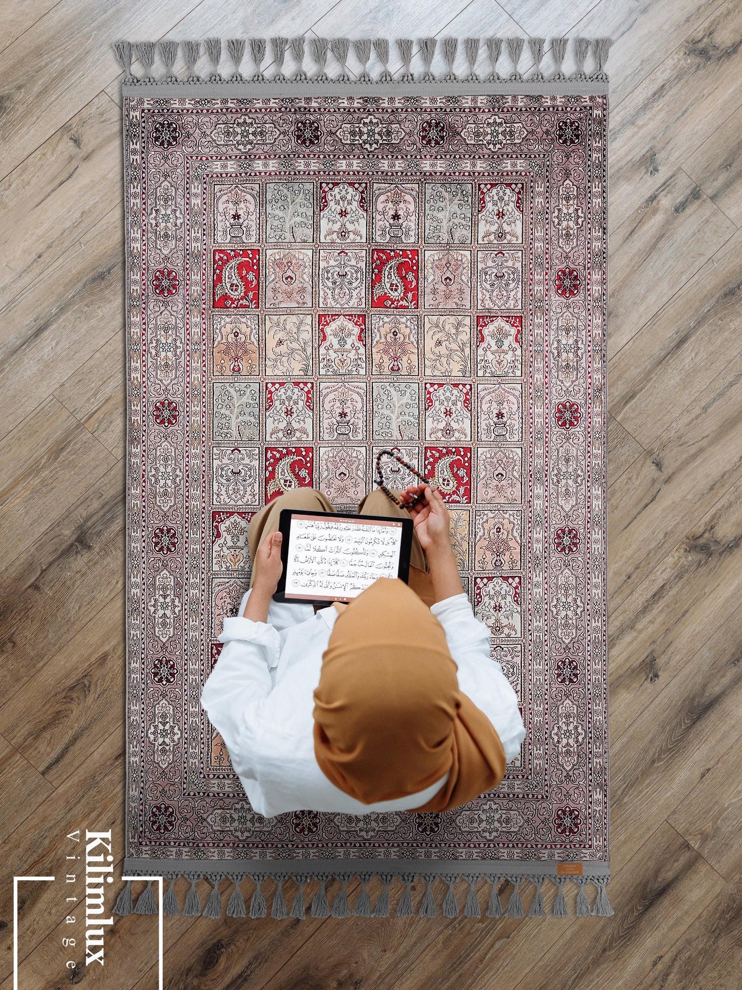 Turkish Prayer Rug, Soft Muslim Prayer Mat, Ottoman Design