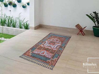 Turkish Prayer Rug, Ottoman Design Seccade, Soft Muslim Prayer Mat