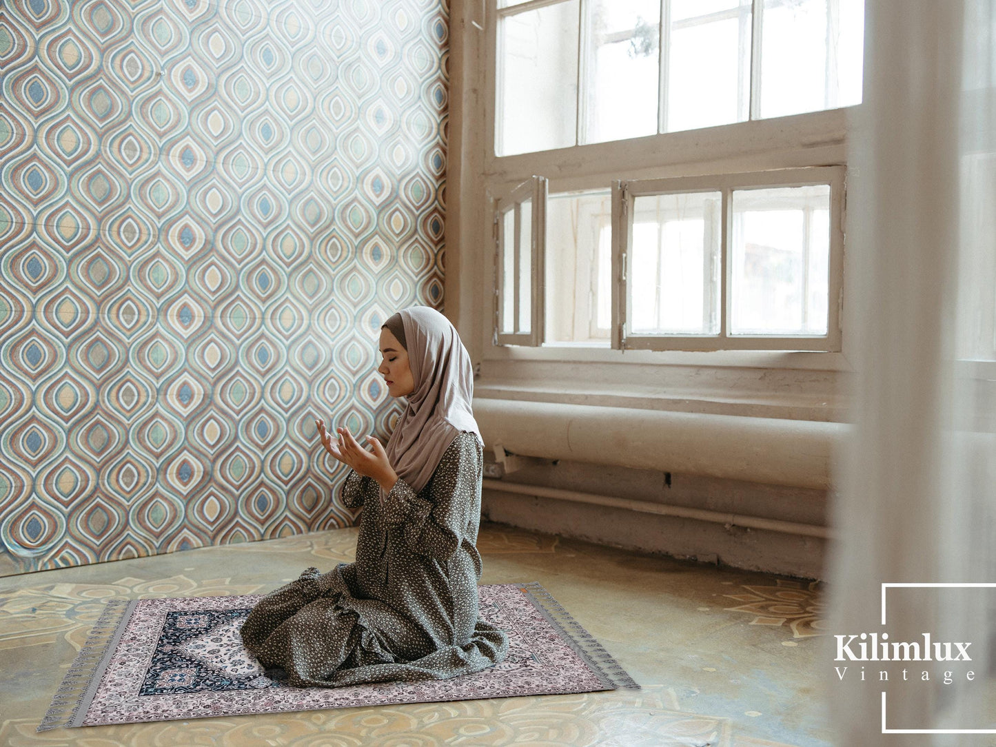 Turkish Prayer Rug, Soft Muslim Prayer Mat, Ottoman Design