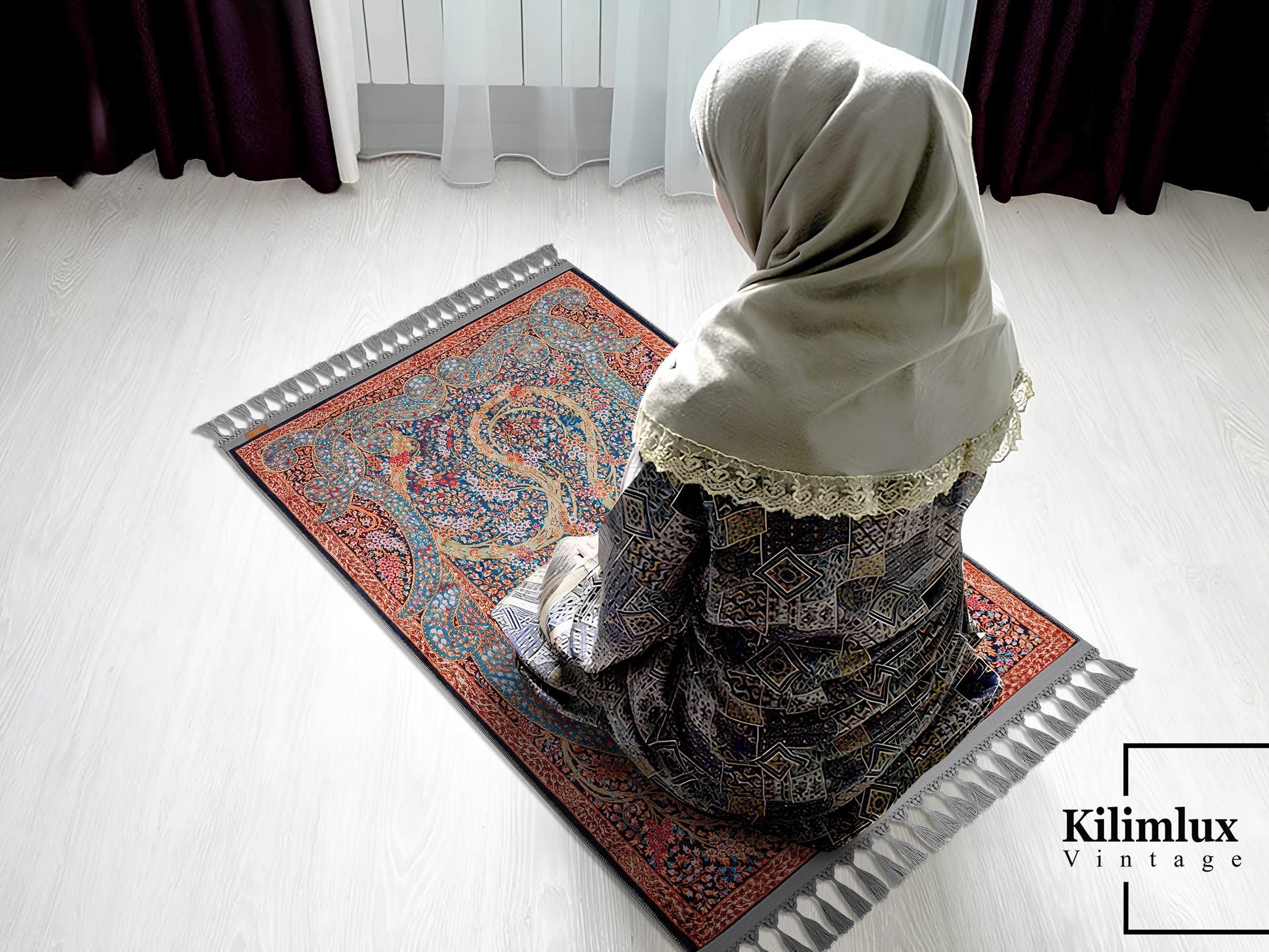 Turkish Prayer Rug, Ottoman Design, Soft Muslim Prayer Mat