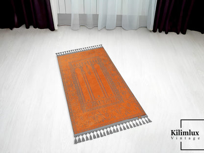 Turkish Prayer Rug, Soft Muslim Prayer Mat, Ottoman Design