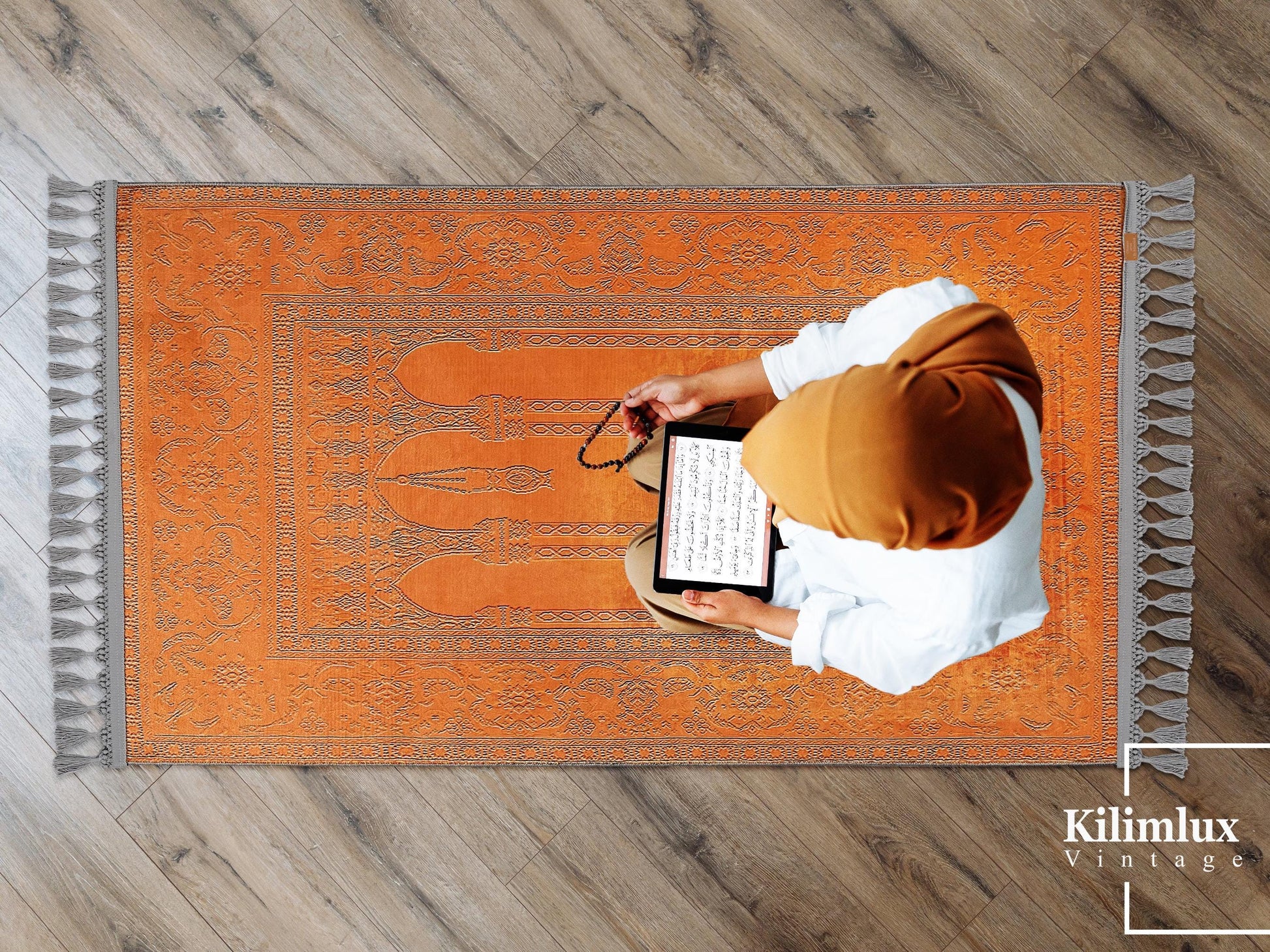Turkish Prayer Rug, Soft Muslim Prayer Mat, Ottoman Design