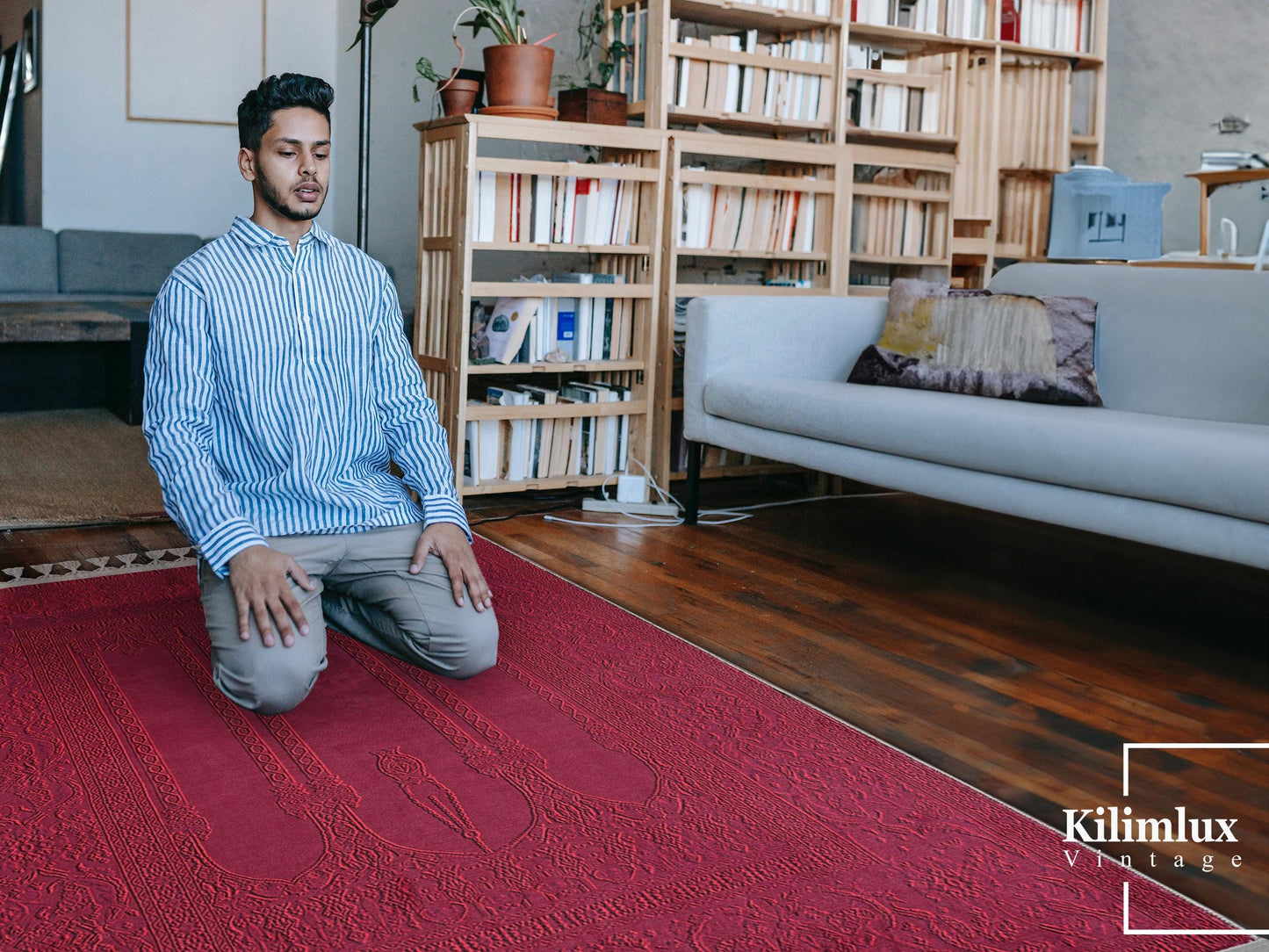 Turkish Prayer Rug, Ottoman Design, Soft Muslim Prayer Mat