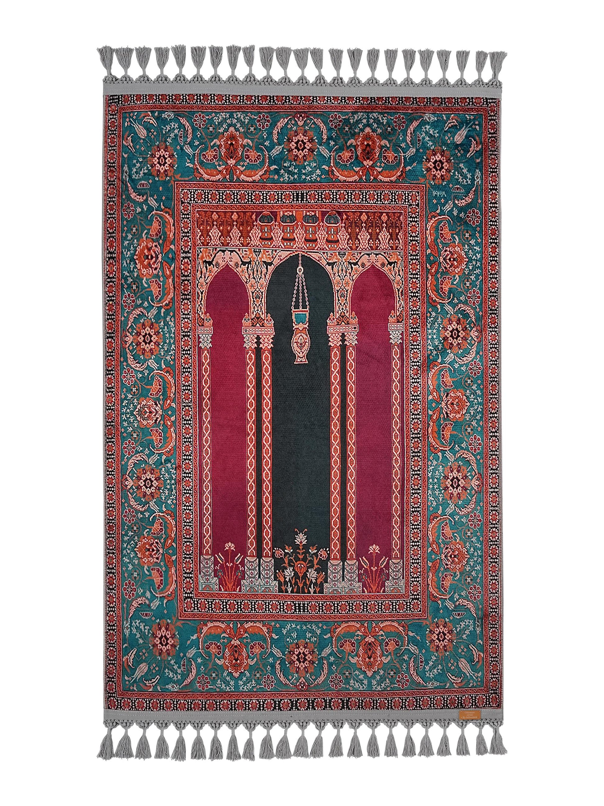 Turkish Prayer Rug, Ottoman Design, Soft Muslim Prayer Mat