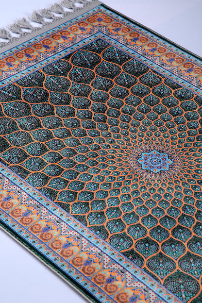 Turkish Prayer Rug, Traditional Ottoman Design, Soft Muslim Prayer Mat