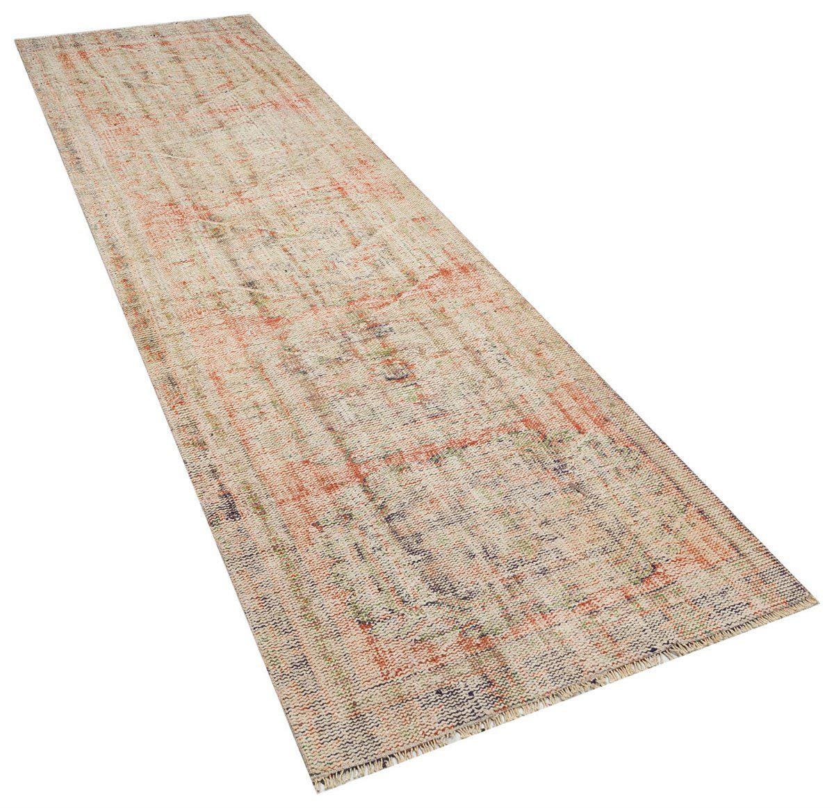 Vintage Wool Runner Rug: 3.3x11 ft, Handmade Anatolian Bohemian Rug