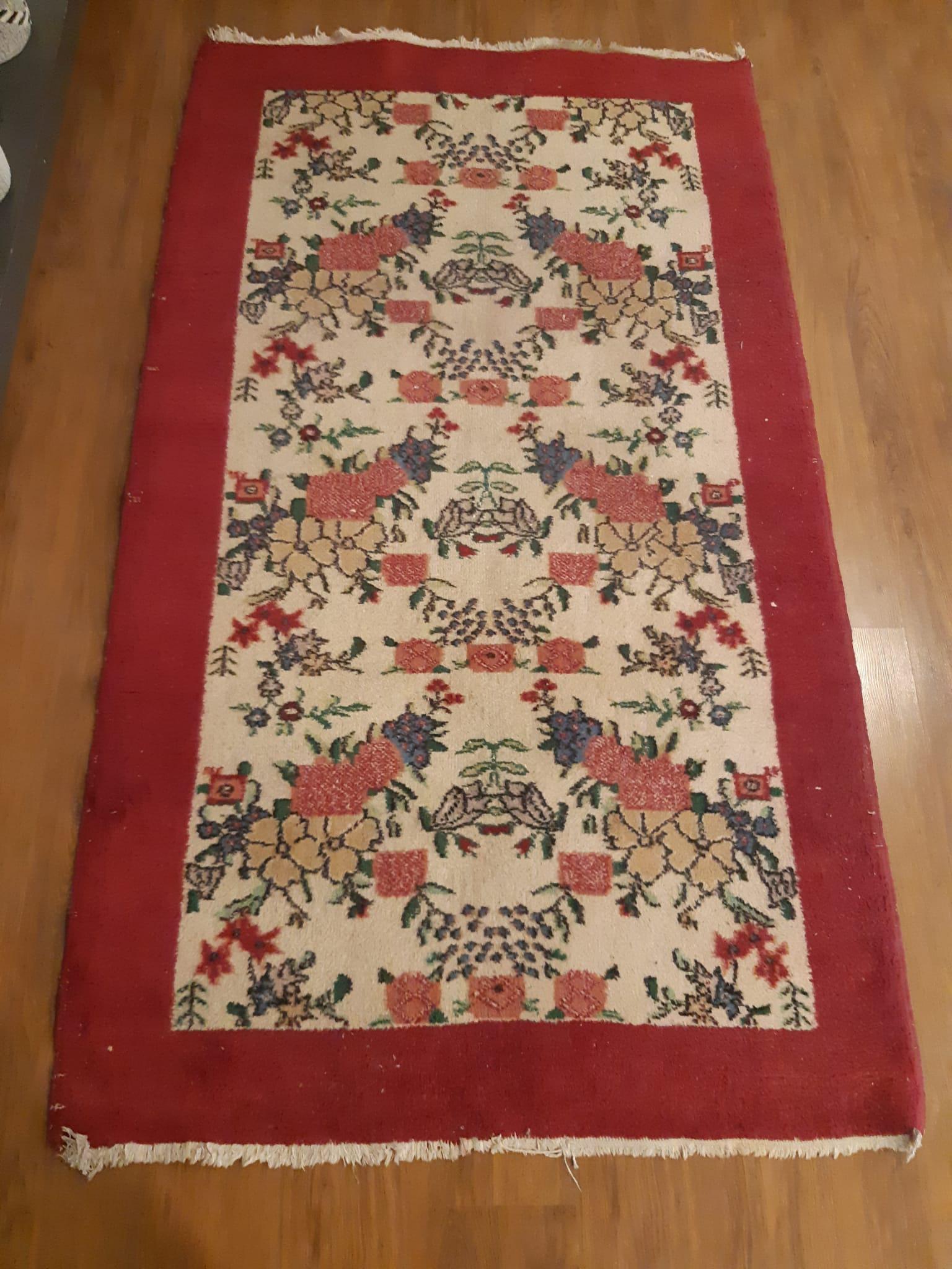 Vintage Turkish Wool Rug (3.8x6.9 ft): Handmade Anatolian Persian Design
