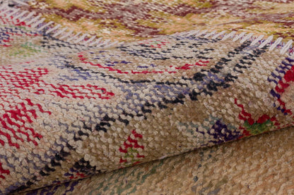 4x6 Handmade Wool Turkish Patchwork Rug: Vintage Bohemian Area Rug