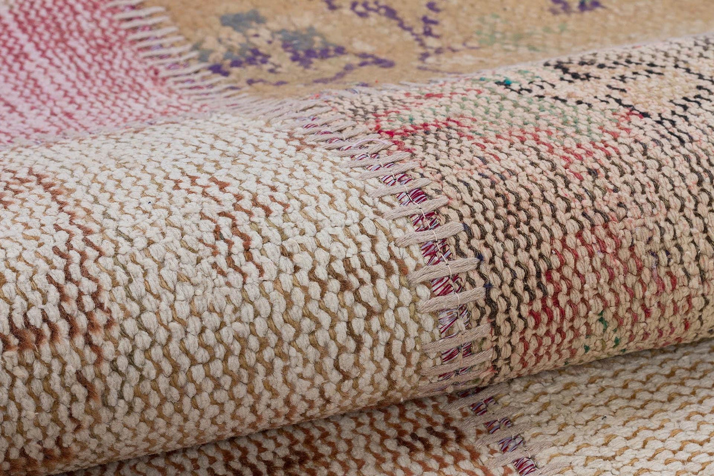Handmade Wool Turkish Patchwork Rug: 4x6 Vintage Bohemian Area Rug