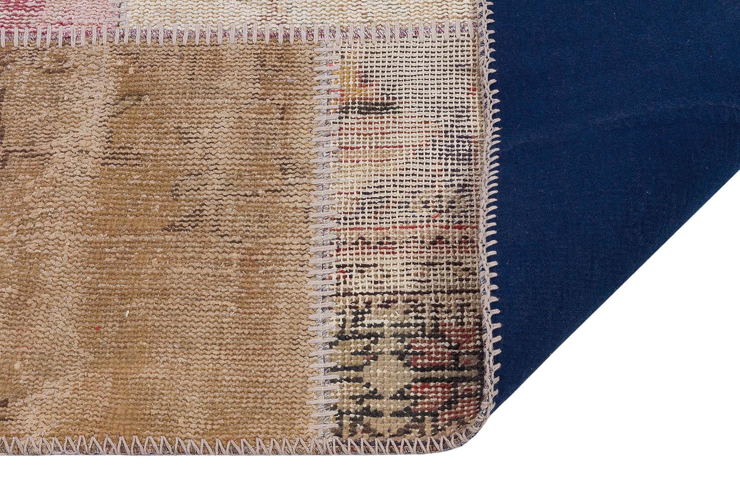 Handmade Wool Turkish Patchwork Rug: 4x6 Vintage Bohemian Area Rug