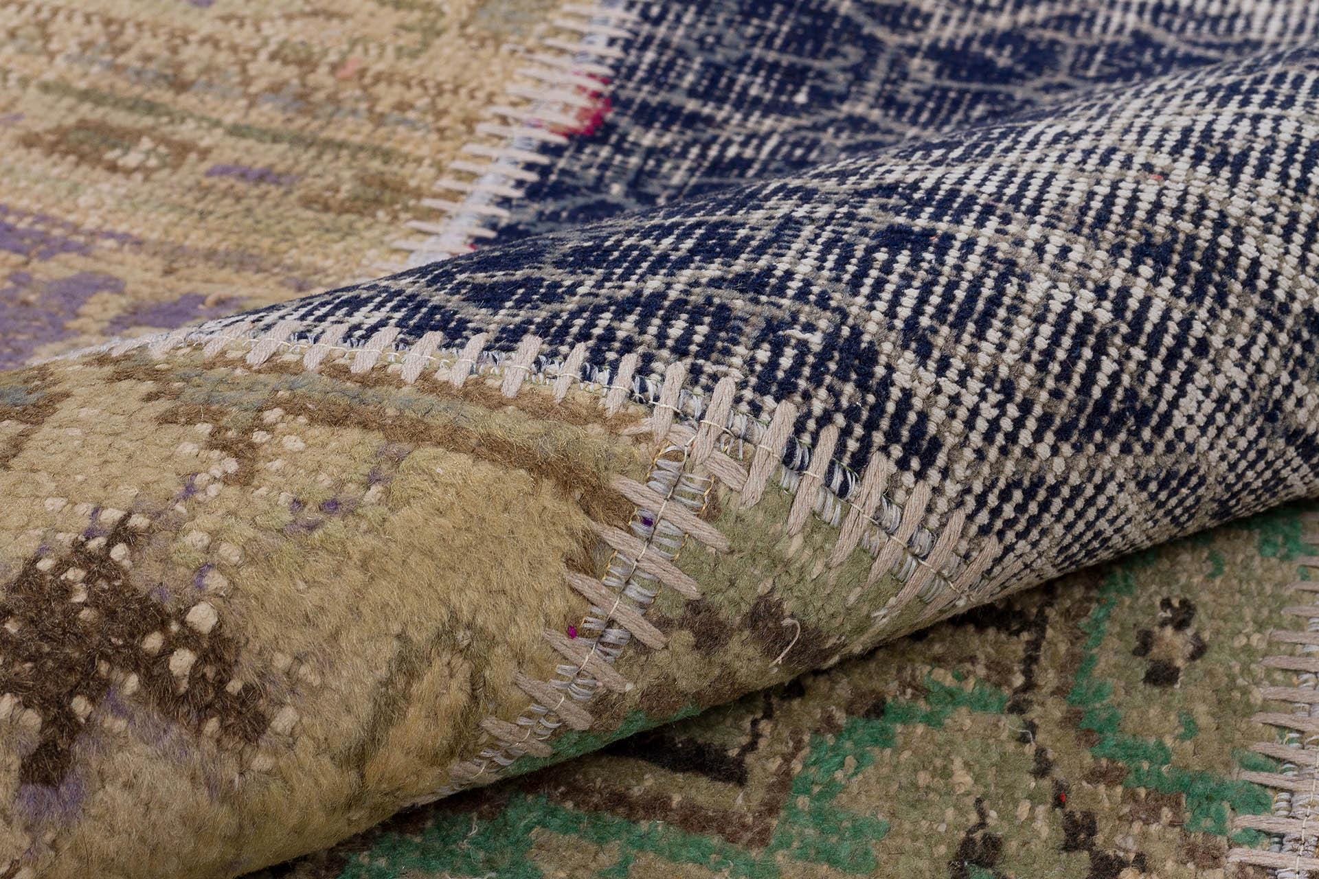 Handmade Wool Turkish Patchwork Rug (5x8): Vintage Bohemian Area Rug