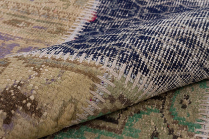 Handmade Wool Turkish Patchwork Rug (5x8): Vintage Bohemian Area Rug