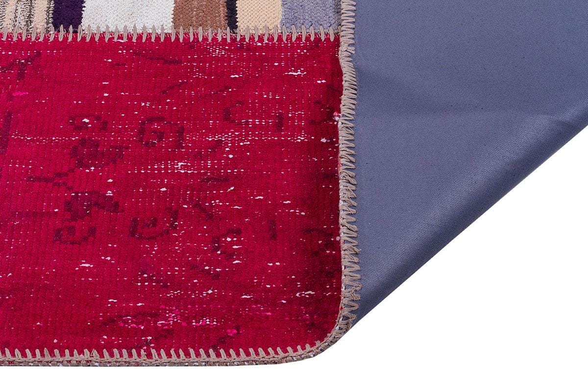 5.6x8, Handmade Wool Turkish Patchwork Rug – Vintage, Bohemian, One-of-a-Kind Area Rug