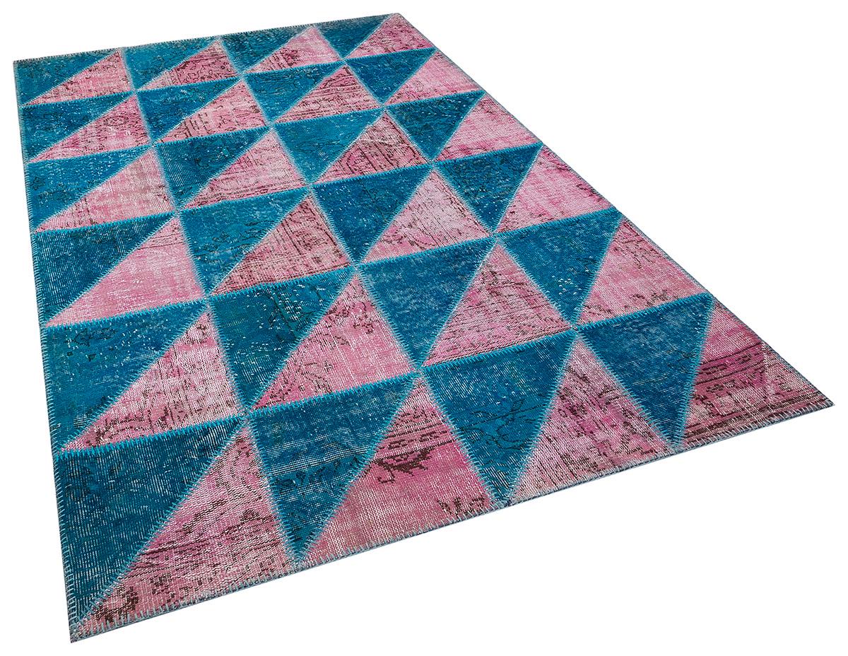 5.6x8, Handmade Wool Turkish Patchwork Rug – Vintage, Bohemian, One-of-a-Kind Area Rug