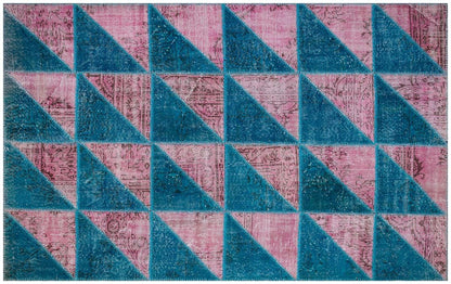 5.6x8, Handmade Wool Turkish Patchwork Rug – Vintage, Bohemian, One-of-a-Kind Area Rug