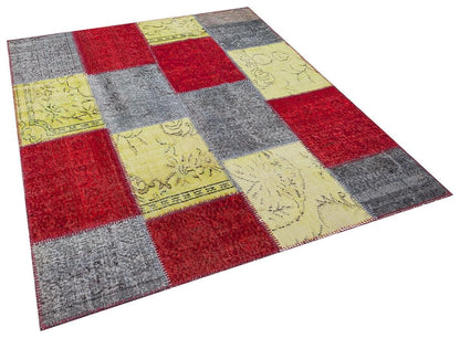 5.6x8, Handmade Wool Turkish Patchwork Rug – Vintage, Bohemian, One-of-a-Kind Area Rug