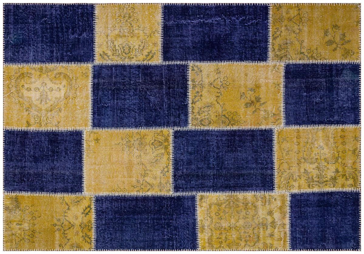 Handmade Wool Turkish Patchwork Rug: Vintage Bohemian Area Rug (5.6x8)