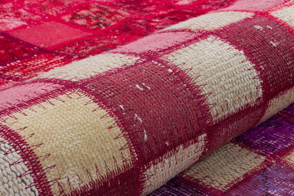 5.6x8, Handmade Wool Turkish Patchwork Rug – Vintage, Bohemian, One-of-a-Kind Area Rug
