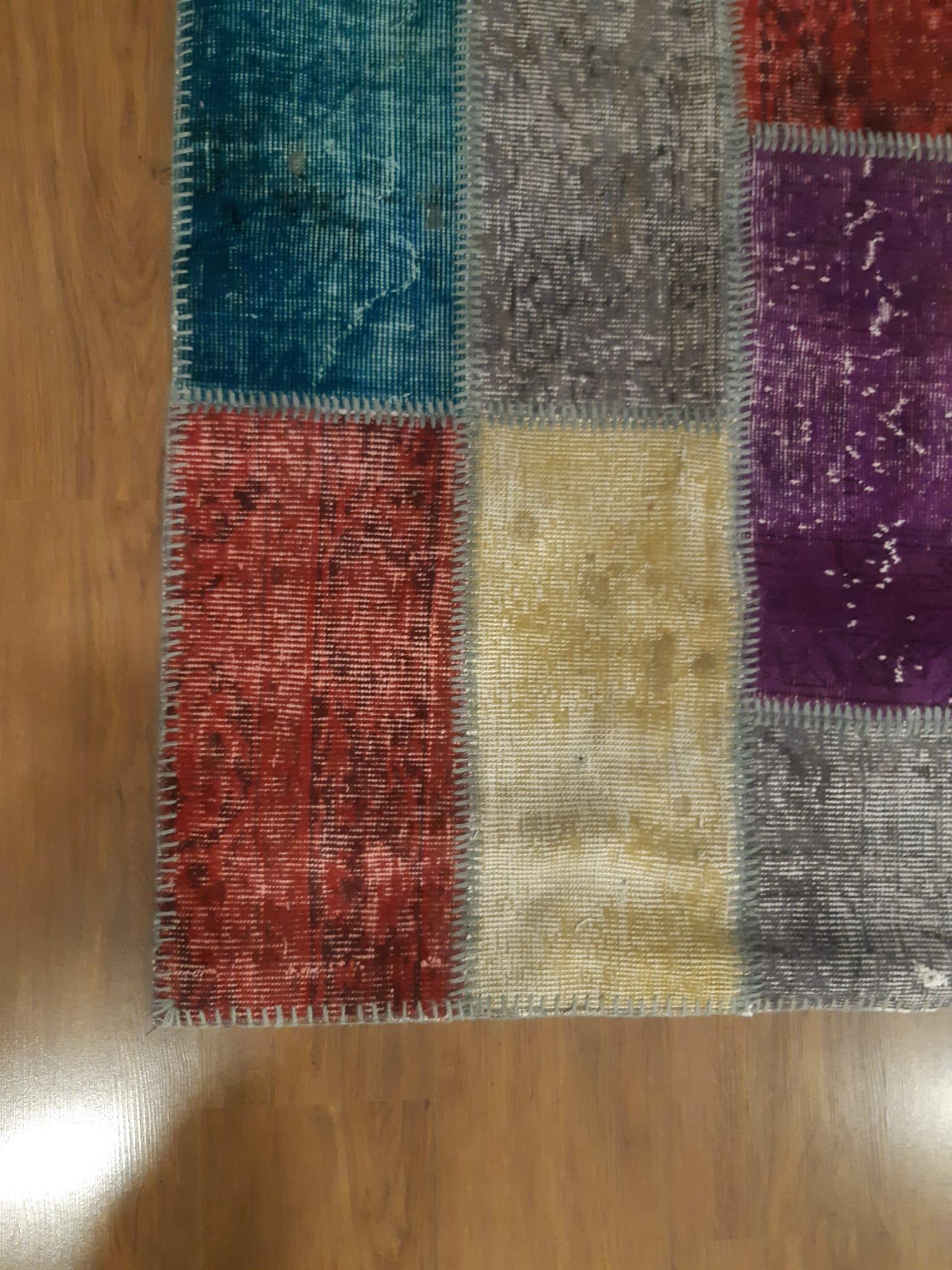 Handmade Patchwork Wool Runner Rug: Bohemian Turkish Rug (3.1x6.5 ft)