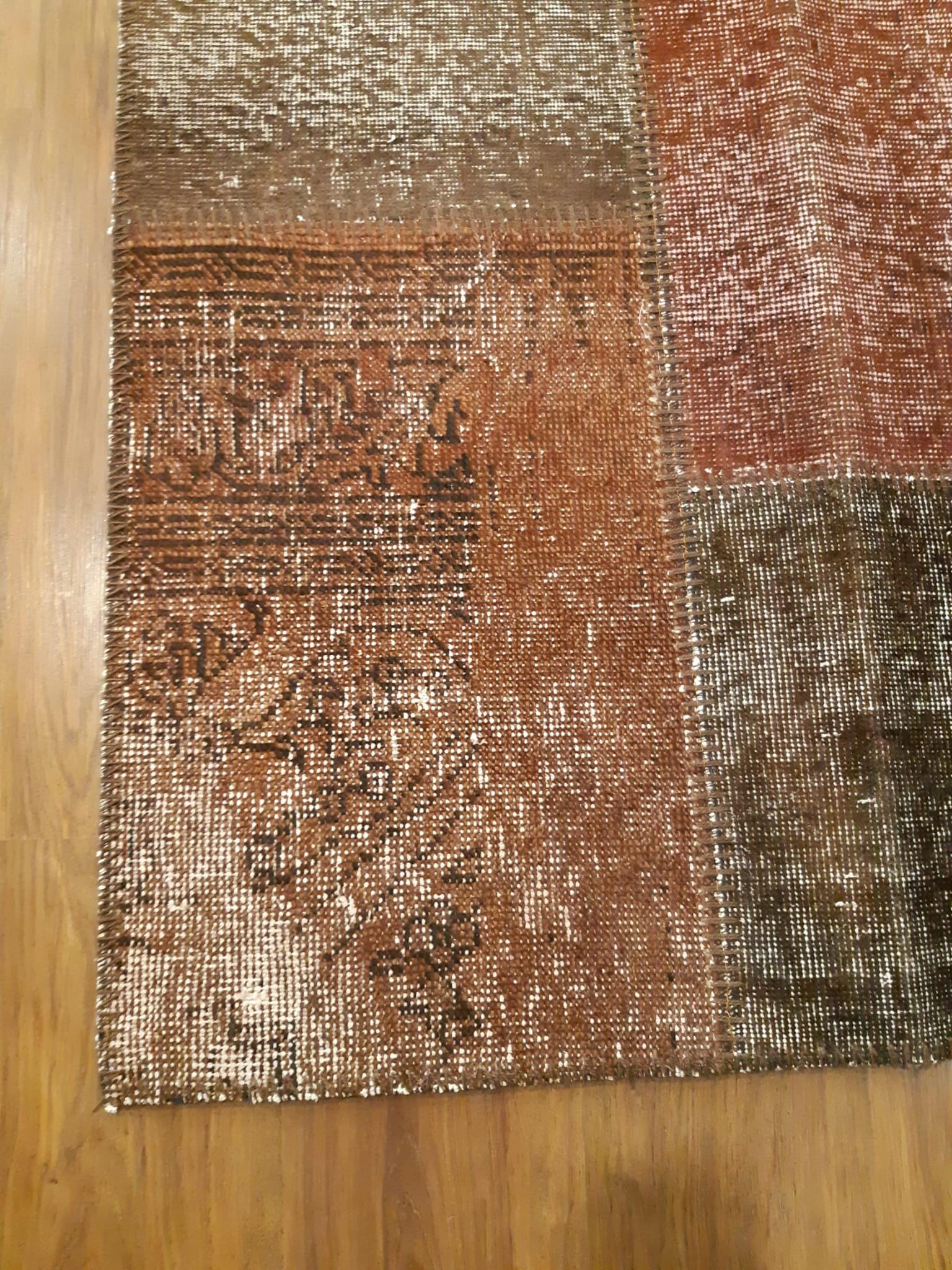 5.6x8, Handmade Wool Turkish Patchwork Rug – Vintage, Bohemian, One-of-a-Kind Area Rug