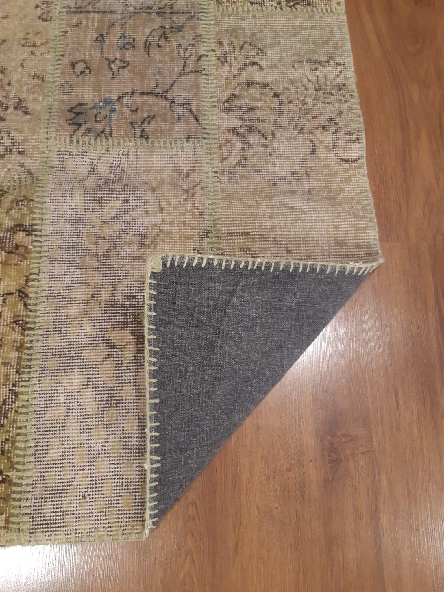 3.3x4.9, Handmade Wool Turkish Patchwork Rug – Vintage, Bohemian, One-of-a-Kind Area Rug