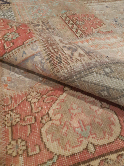 6.6x9.8, Handmade Wool Turkish Patchwork Rug – Vintage, Bohemian, One-of-a-Kind Area Rug