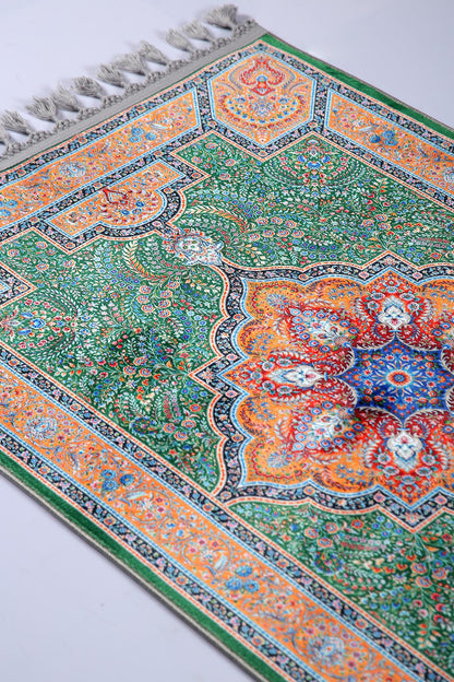 Turkish Prayer Rug, Traditional Ottoman Design, Soft Muslim Prayer Mat