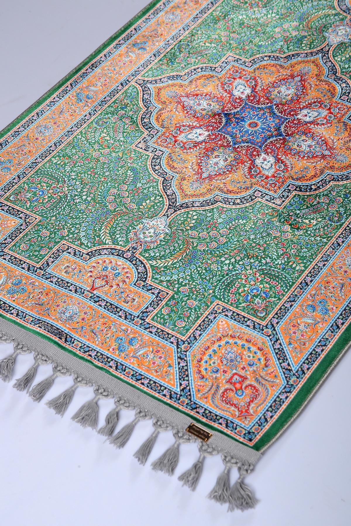 Turkish Prayer Rug, Traditional Ottoman Design, Soft Muslim Prayer Mat