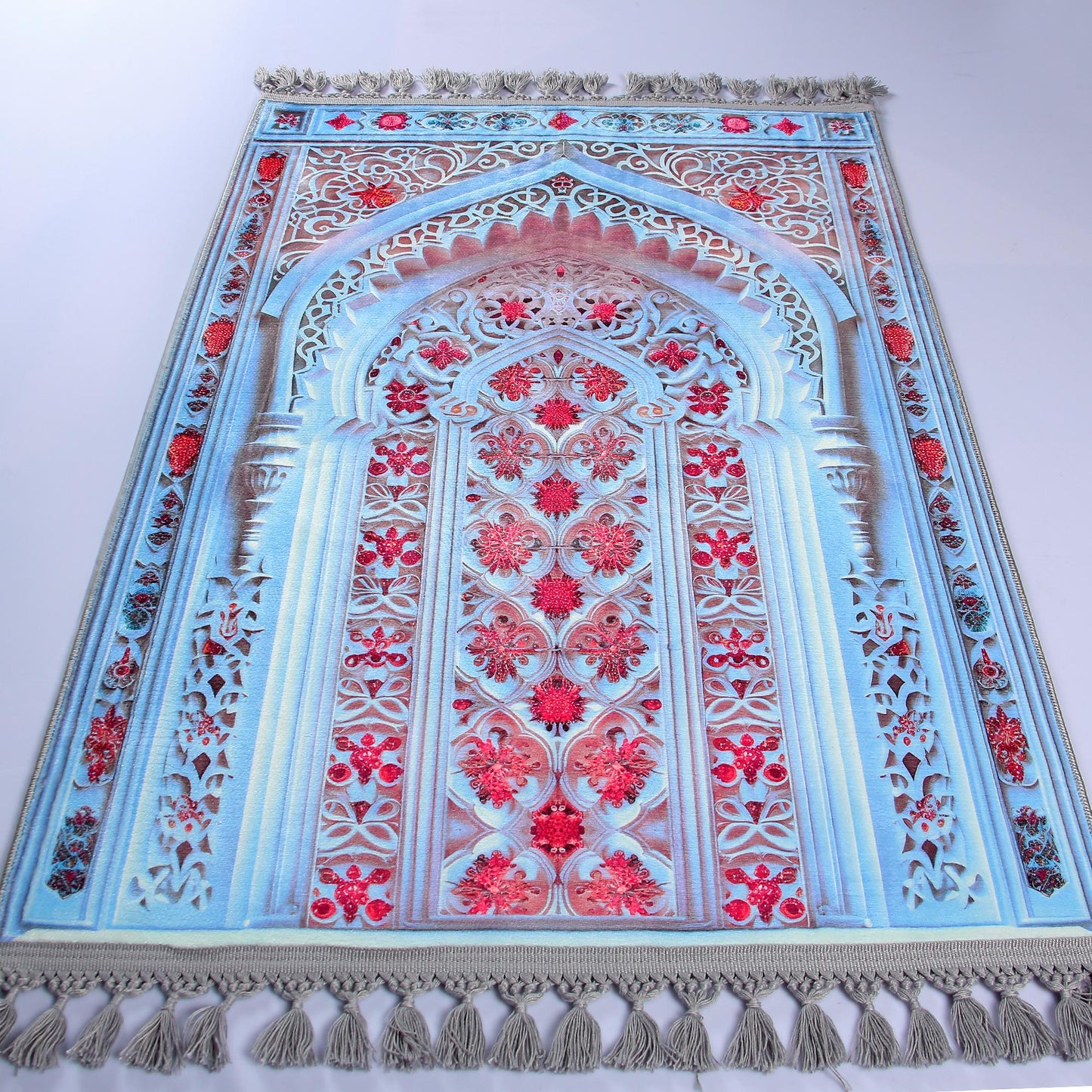 Turkish Prayer Rug, Soft Muslim Prayer Mat, Ottoman Design