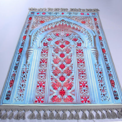 Turkish Prayer Rug, Soft Muslim Prayer Mat, Ottoman Design