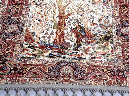Tree of Life Turkish Prayer Rug – Islamic Mat with Tassels