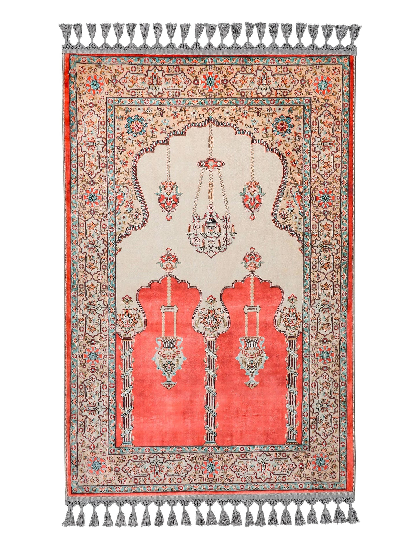 Turkish Prayer Rug, Soft Muslim Prayer Mat, Ottoman Design