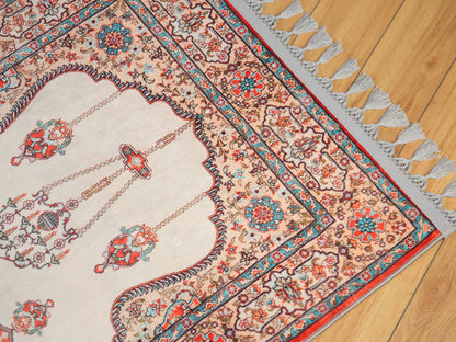 Turkish Prayer Rug, Soft Muslim Prayer Mat, Ottoman Design