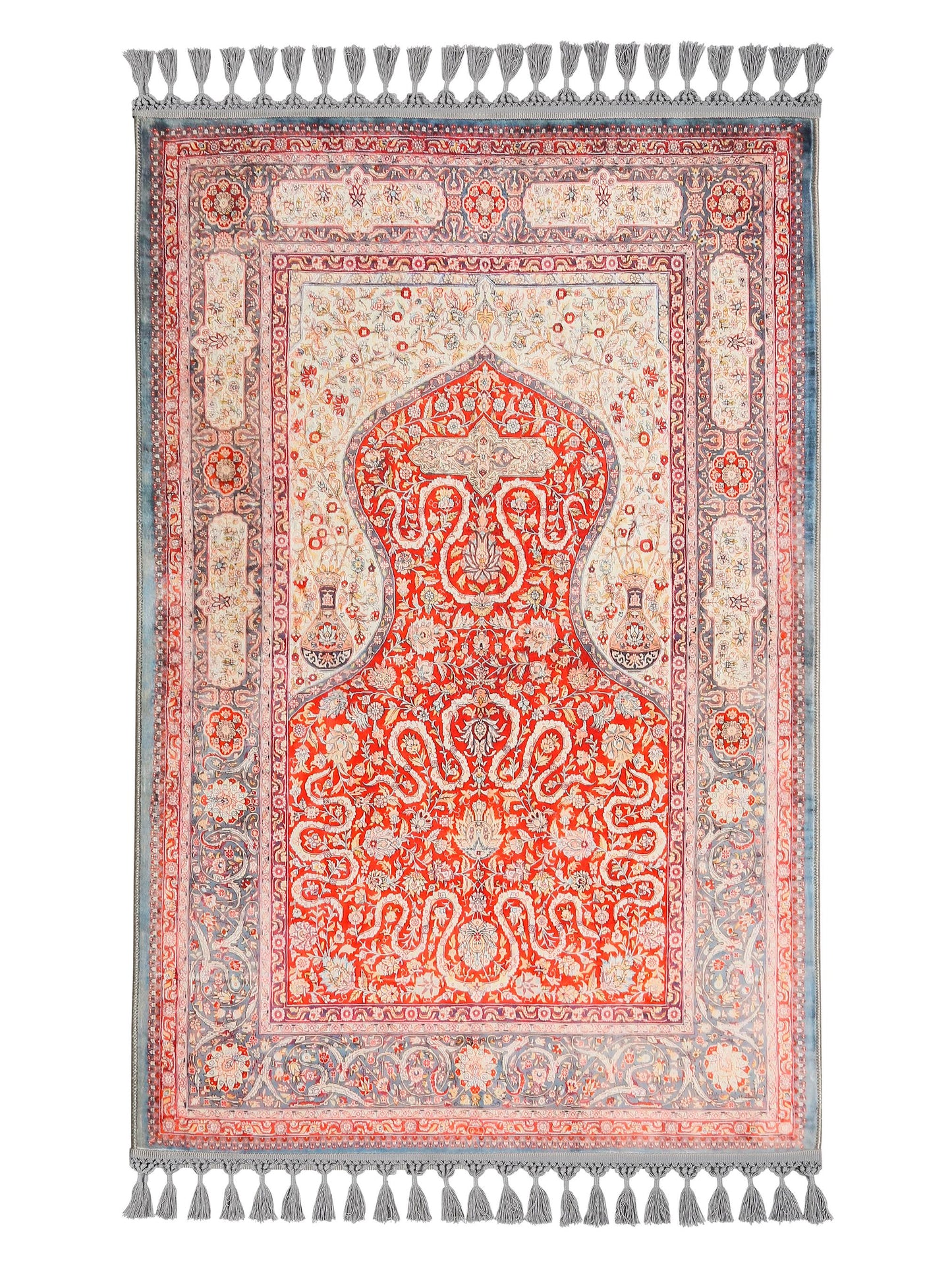 Turkish Prayer Rug, Soft Muslim Prayer Mat, Ottoman Design