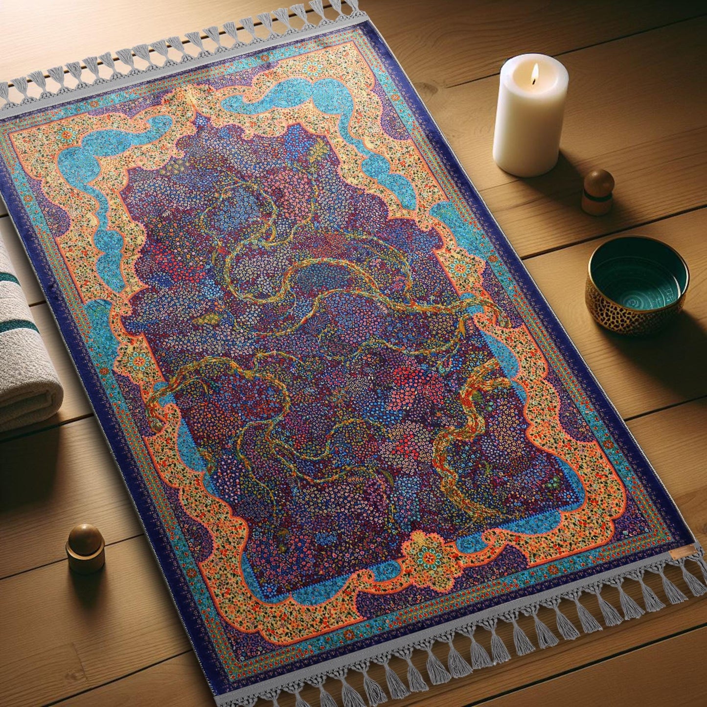 Turkish Prayer Rug, Ottoman Design, Soft Muslim Prayer Mat
