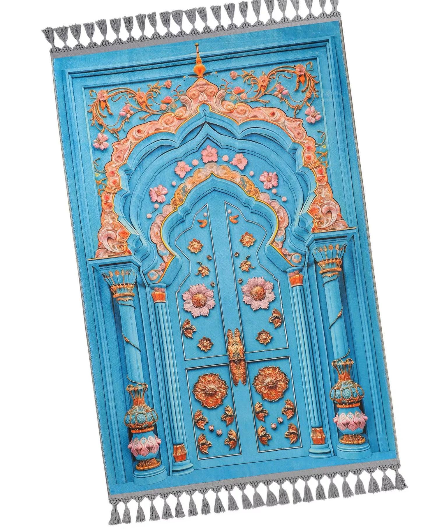 Turkish Prayer Rug, Ottoman Design, Soft Muslim Prayer Mat