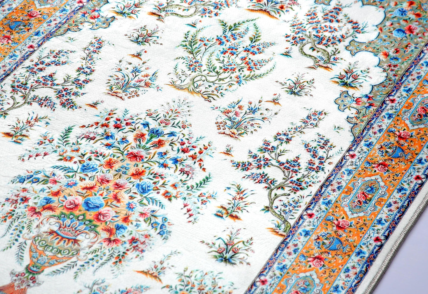 Turkish Prayer Rug, Soft Muslim Prayer Mat, Ottoman Floral Design