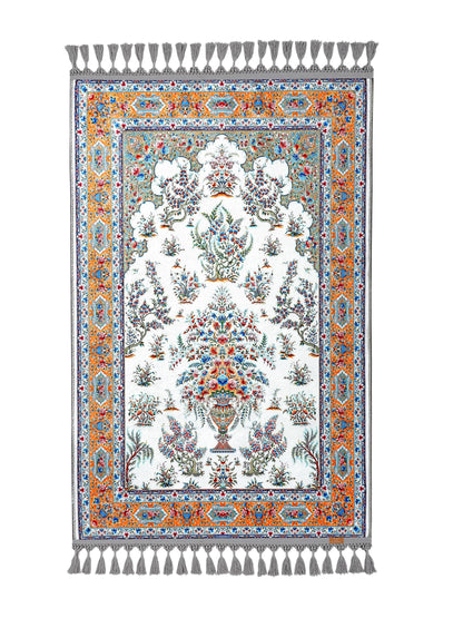 Turkish Prayer Rug, Soft Muslim Prayer Mat, Ottoman Floral Design